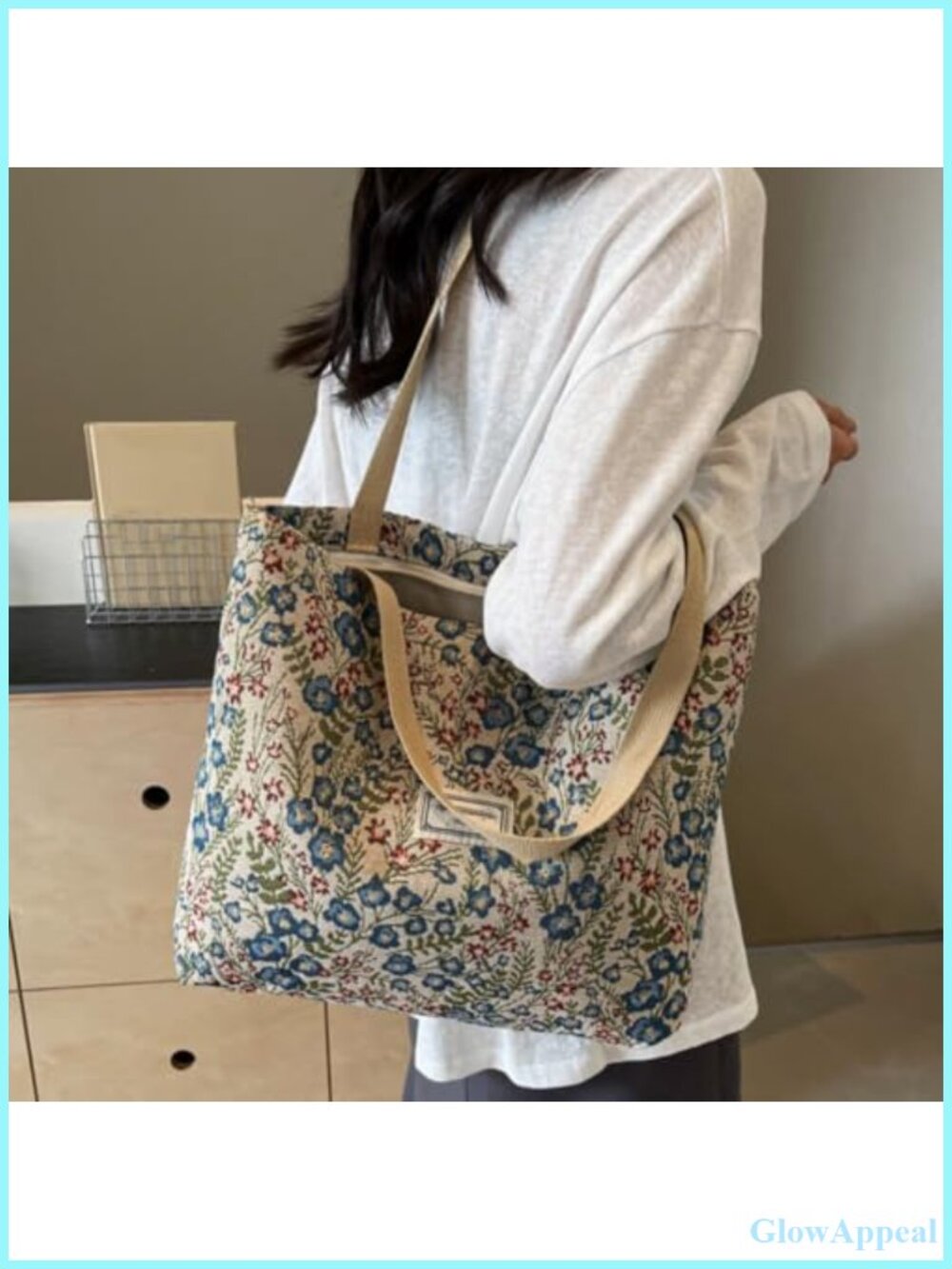 Canvas Tote Bag Large Capacity Casual Shoulder Handbag Commuter Tote